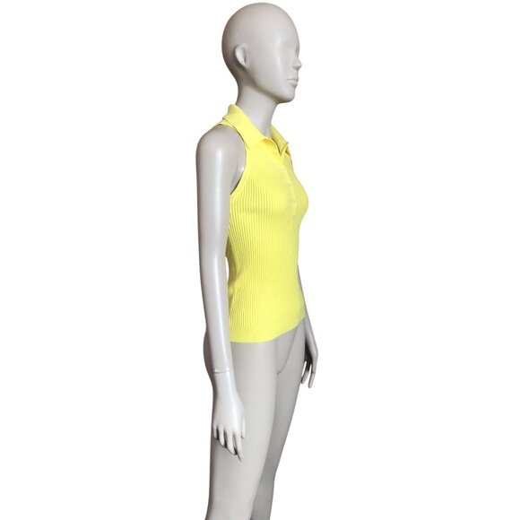 Loft Yellow Ribbed Collared Tank Top - Picture 3 of 5